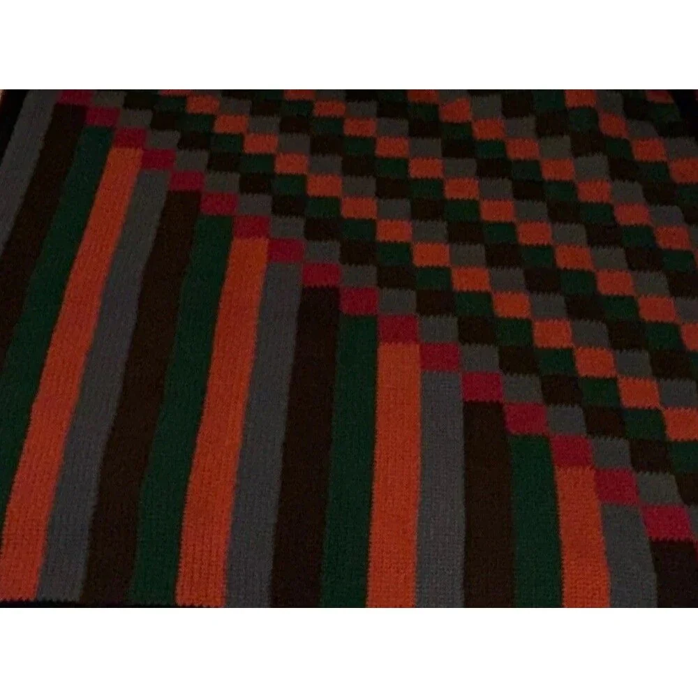 Vintage Handmade crochet afghan blanket 62 in x 54